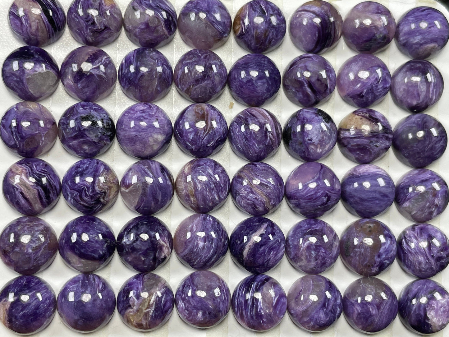 Charoite round 8mm cabochon - Calibrated cabochons