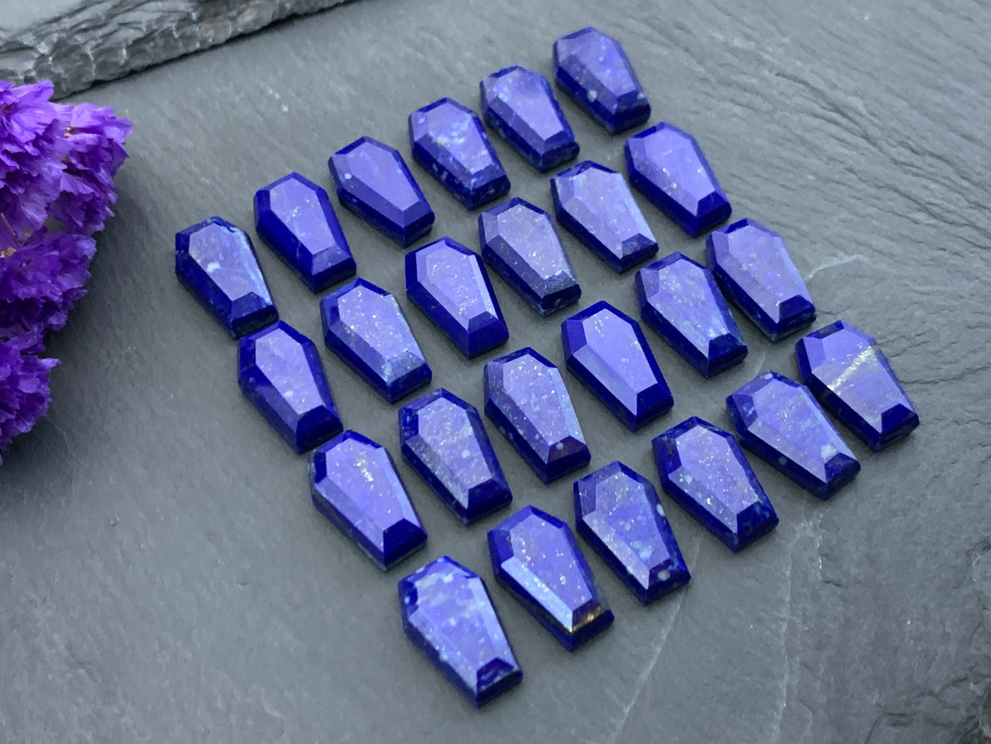 Faceted Lapis Lazuli coffin 10x16mm cabochon