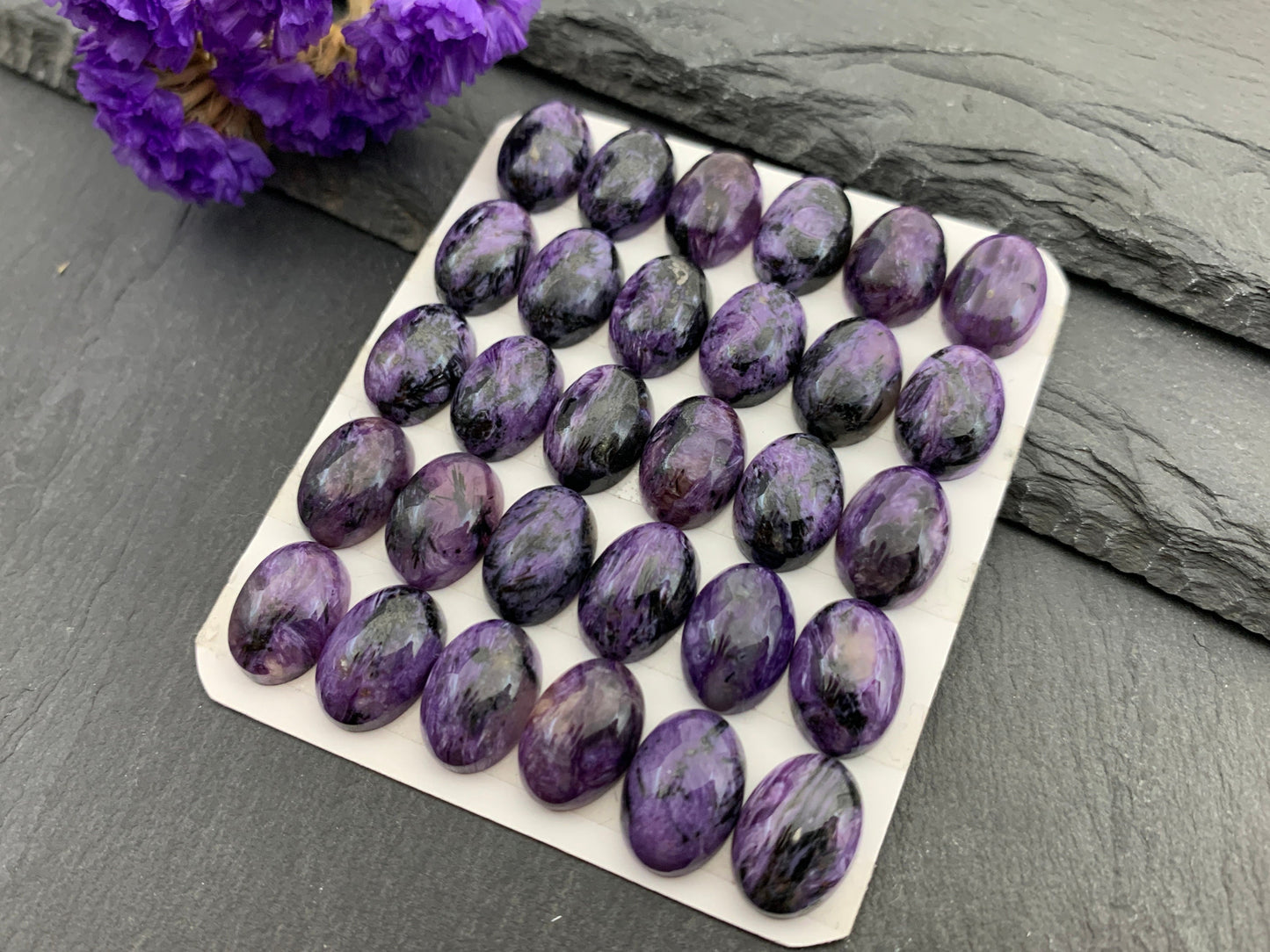 Charoite oval 10x14mm cabochon - Calibrated cabochons