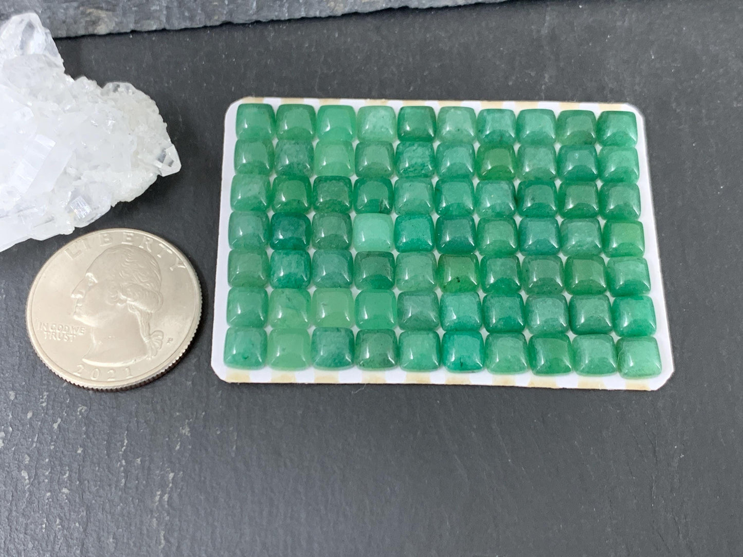 Green Aventurine Cabochon - Natural 6mm Square Cushion Gemstone for Jewelry Making