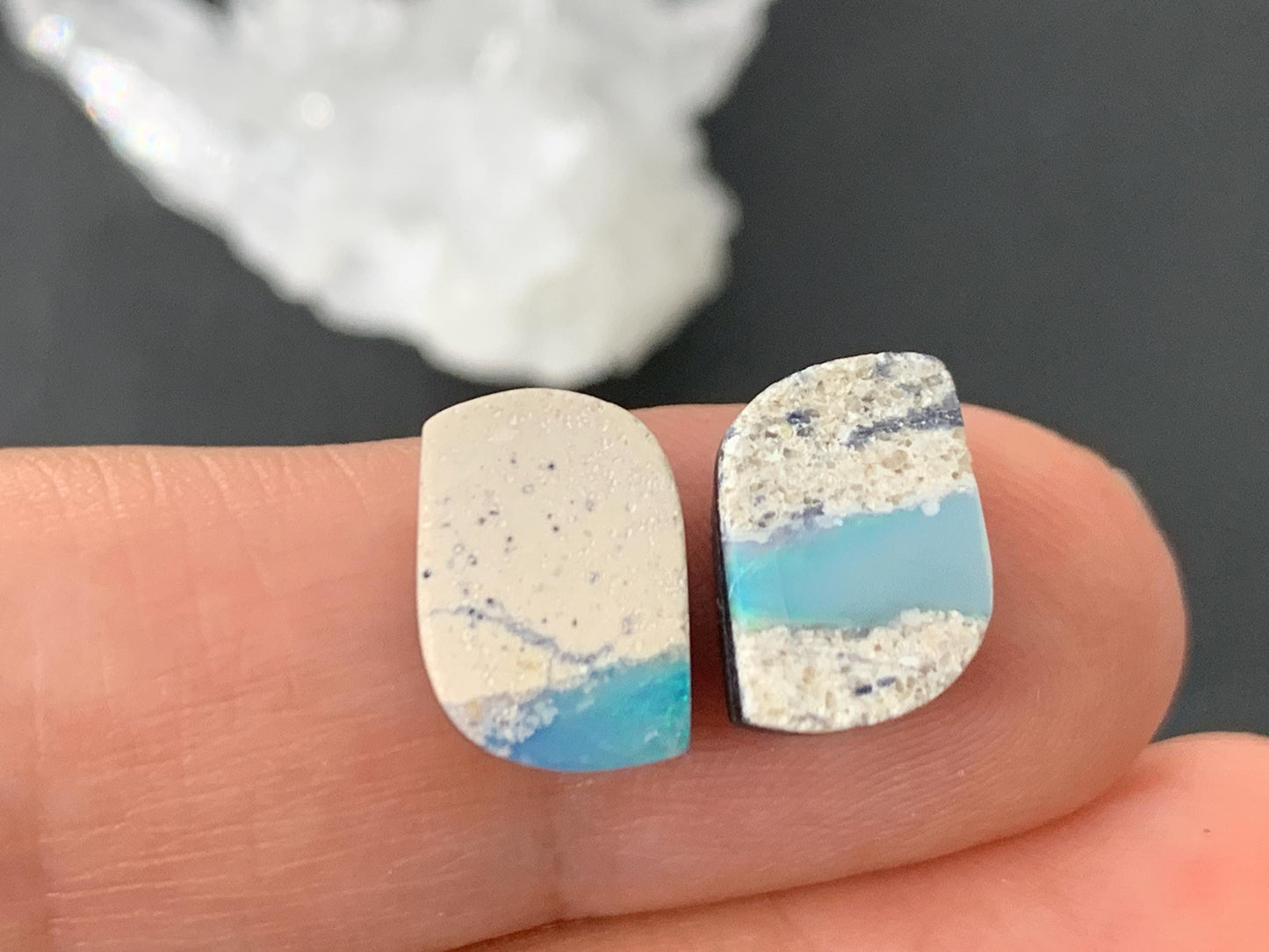 Australian Opal doublet 8x12x3.5mm pair of cabochons
