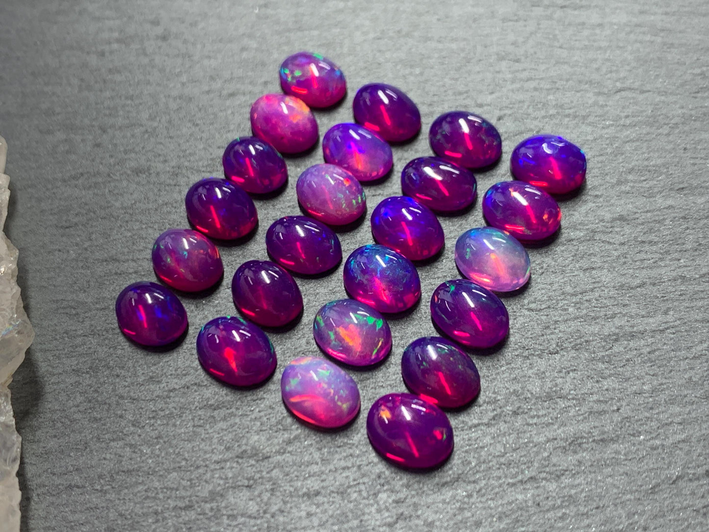 Ethiopian Opal oval 8x10mm cabochon - Natural Opal smoked to purple color