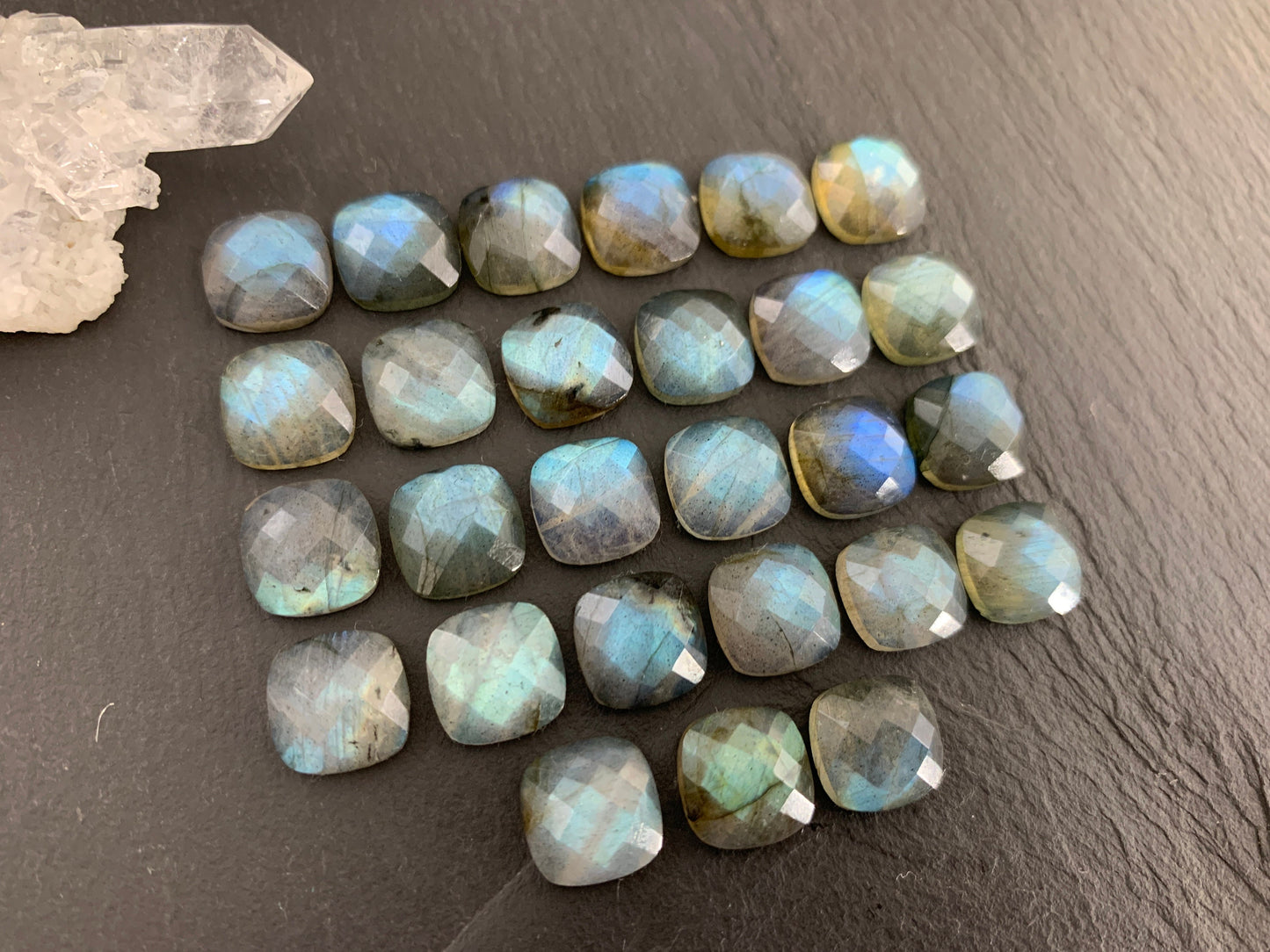 Faceted Labradorite square 10x10mm cabochon