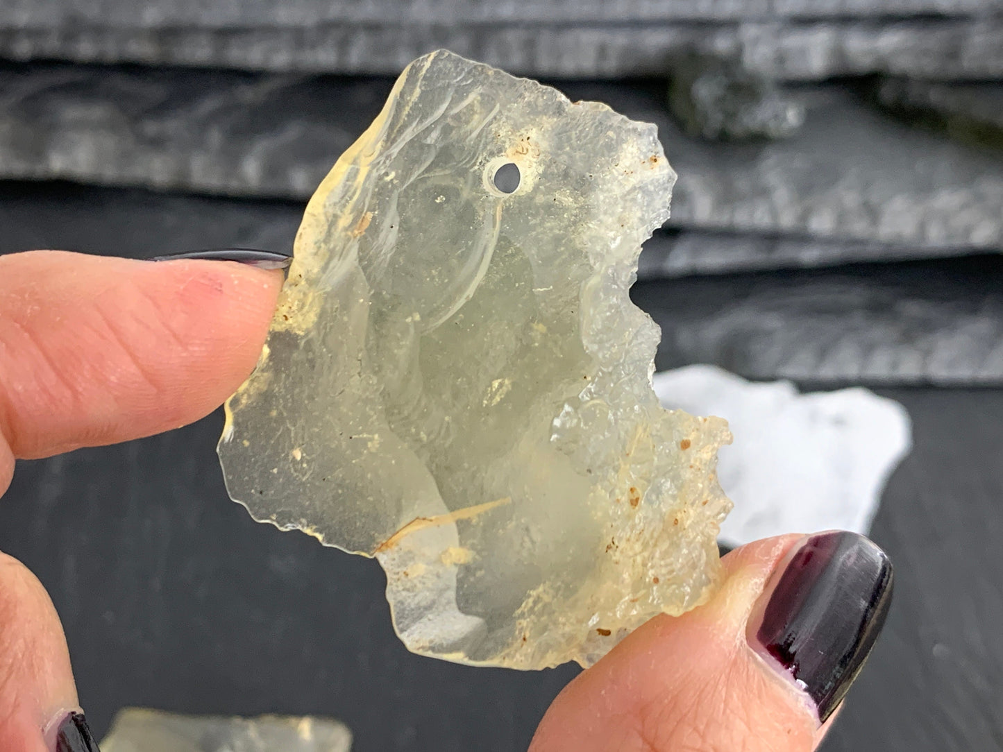 Drilled Libyan Desert Glass 31-41mm long