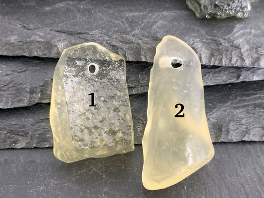Drilled Libyan Desert Glass 32-40mm long