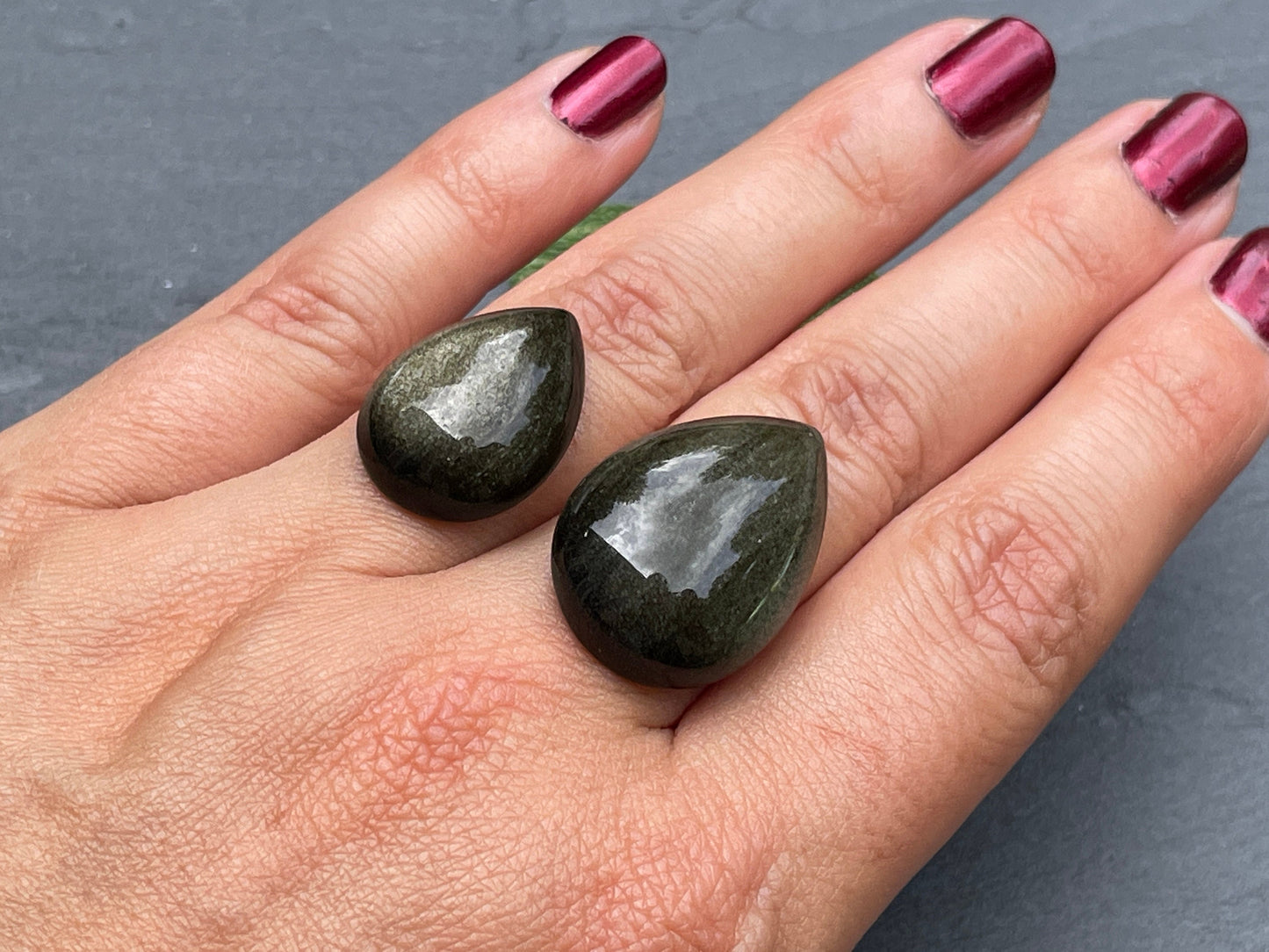 Gold Obsidian pear 18x25mm & 15x20mm cabochon - Calibrated cabochons