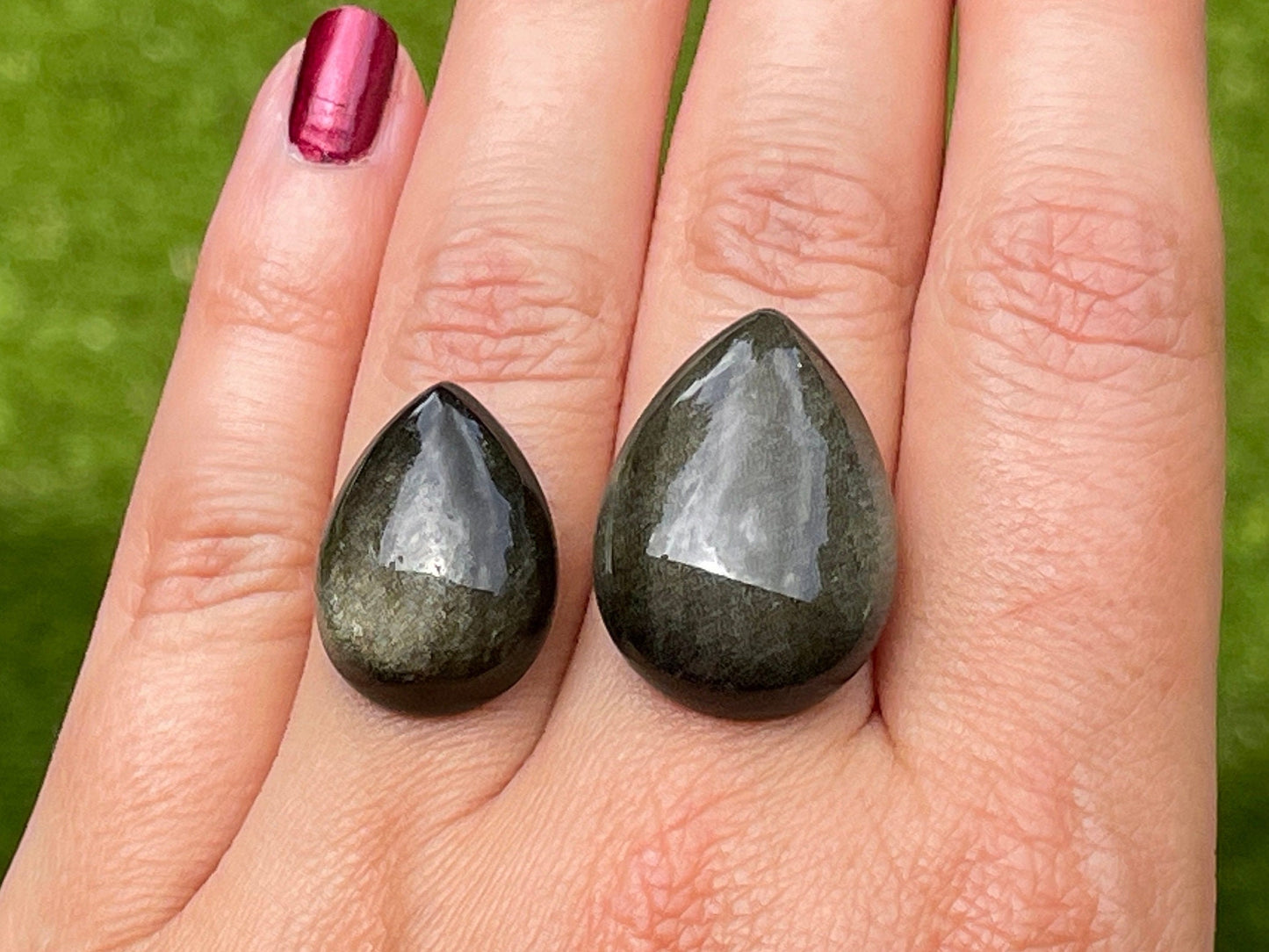 Gold Obsidian pear 18x25mm & 15x20mm cabochon - Calibrated cabochons