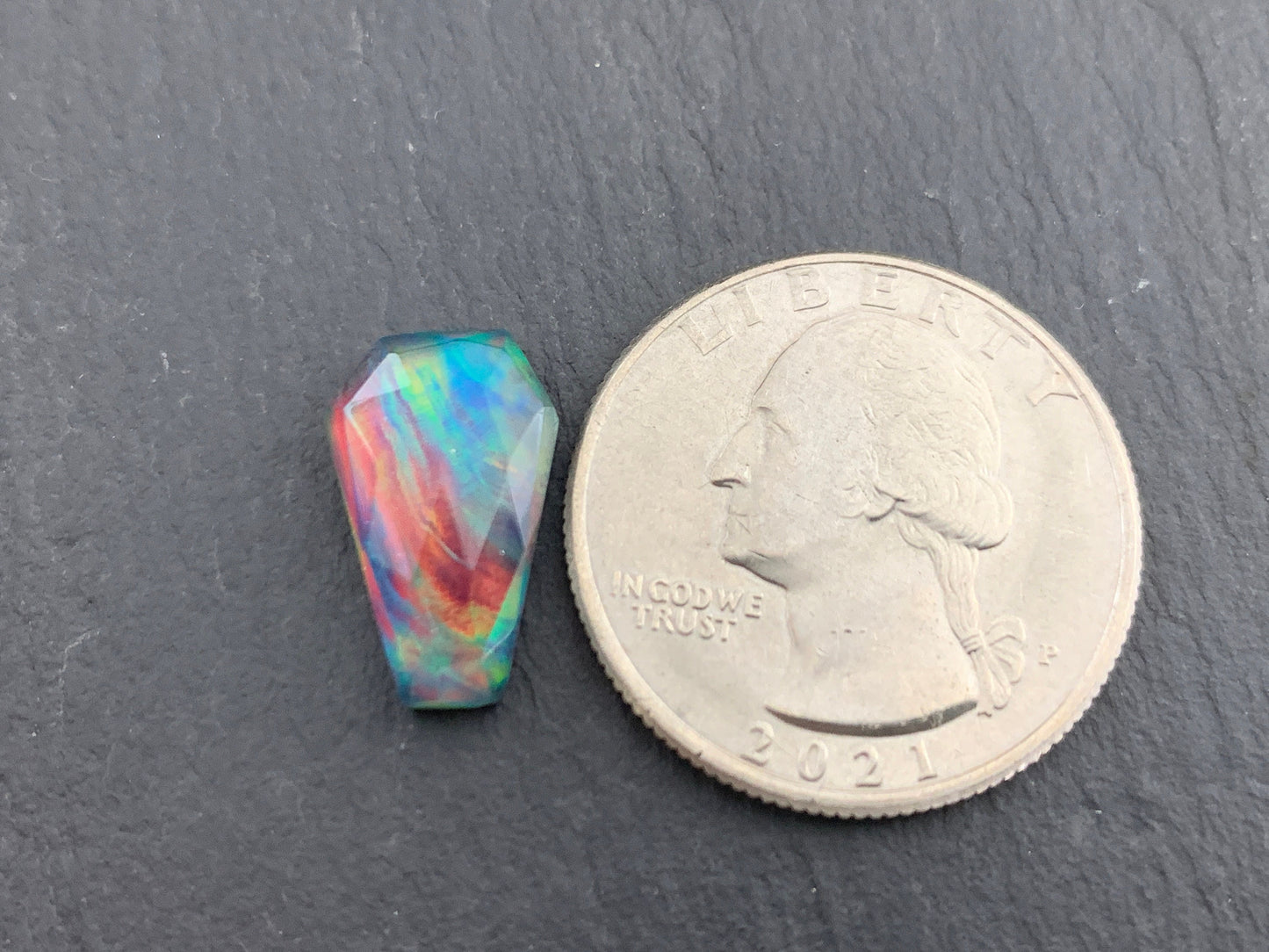 Faceted Aurora Opal coffin 10x16mm cabochon - Doublet cabochons