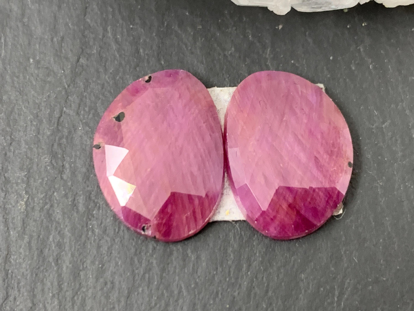 Faceted Ruby pair 11x15x3mm cabochon