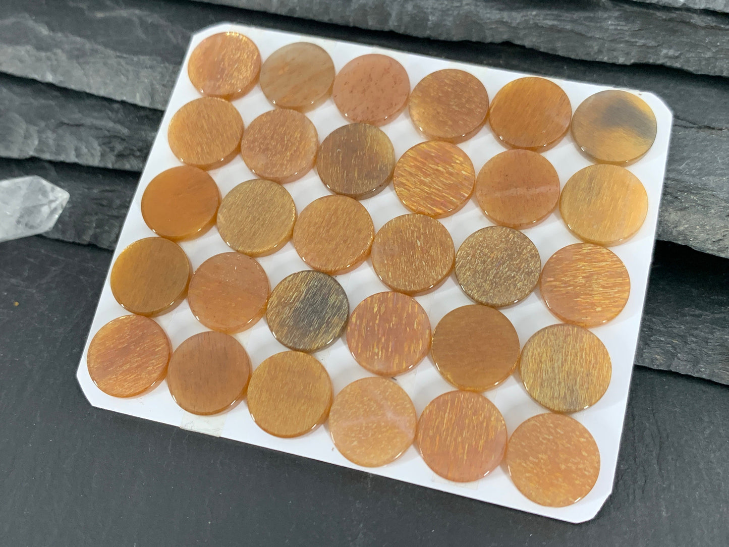 Flat Gold Sunstone round 12mm cabochon - calibrated cabochons
