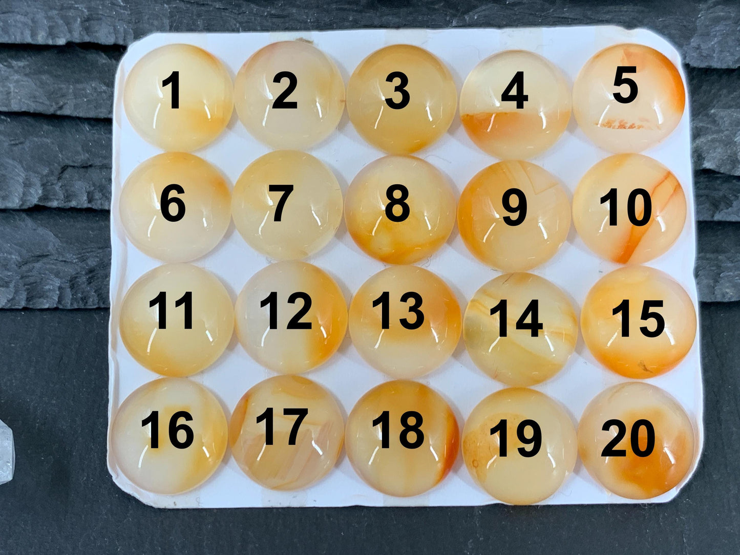 Carnelian round 16mm cabochon - Calibrated cabochons