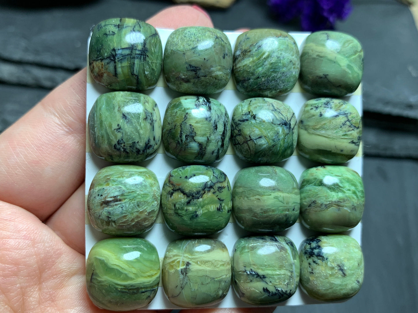 Green Opal Square 15x15mm Cabochon - Calibrated cabochons