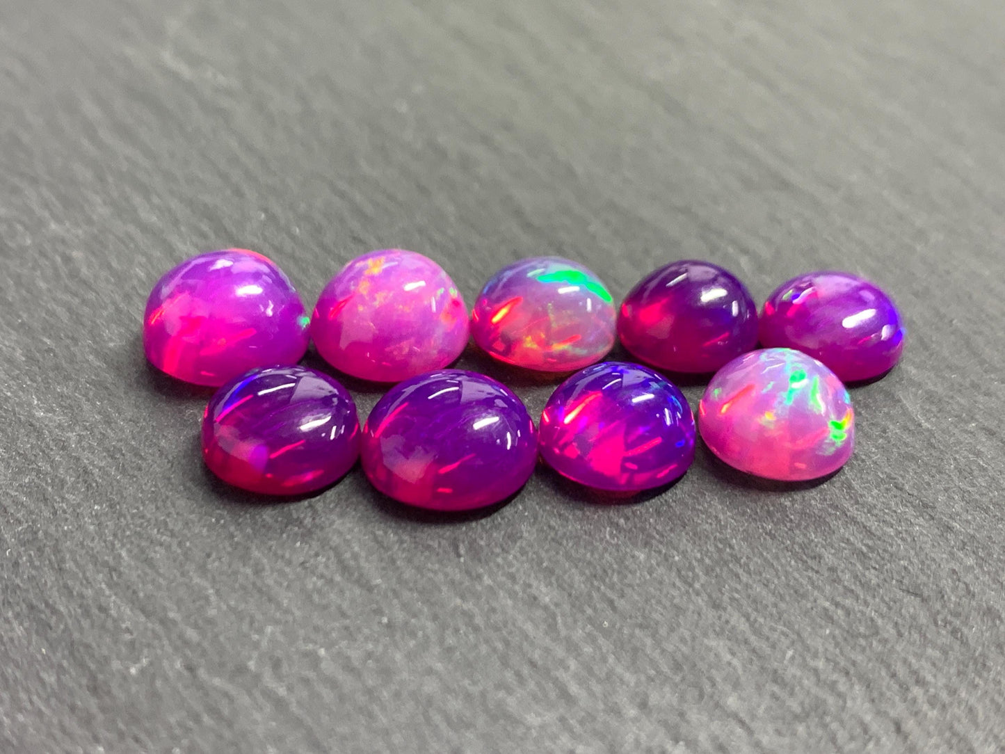 Ethiopian Opal round 8-9mm cabochon - Natural Opal smoked to purple color