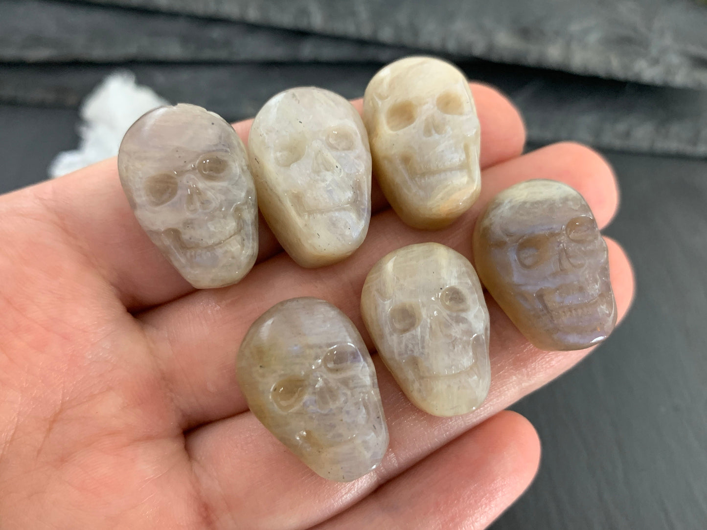 Moonstone skull 15x22mm cabochon carving