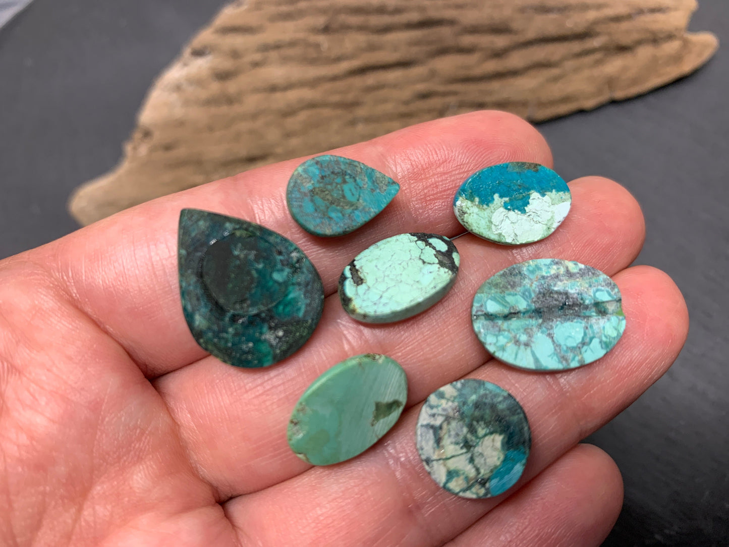 Tibetan Turquoise Cabochon - Natural 14mm Oval Stone, Hand Cut Gem