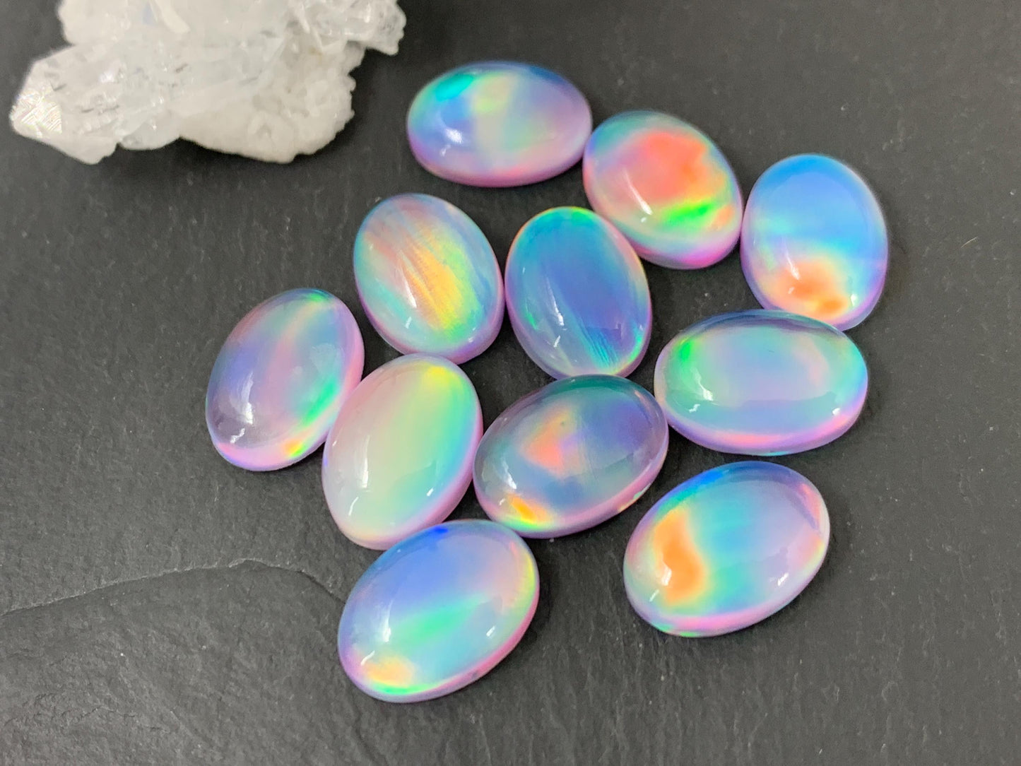 Aurora Opal oval 10x14mm cabochons - Doublet cabochons