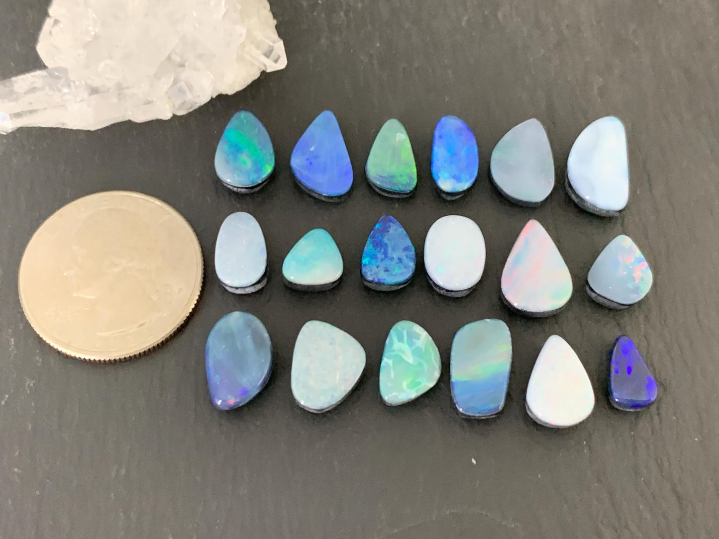Australian Opal doublet 10-13mm long cabochon