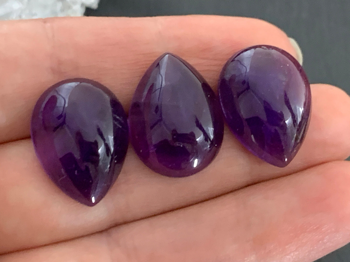 Amethyst pear 15x20mm cabochon - Calibrated Amethyst cabochon