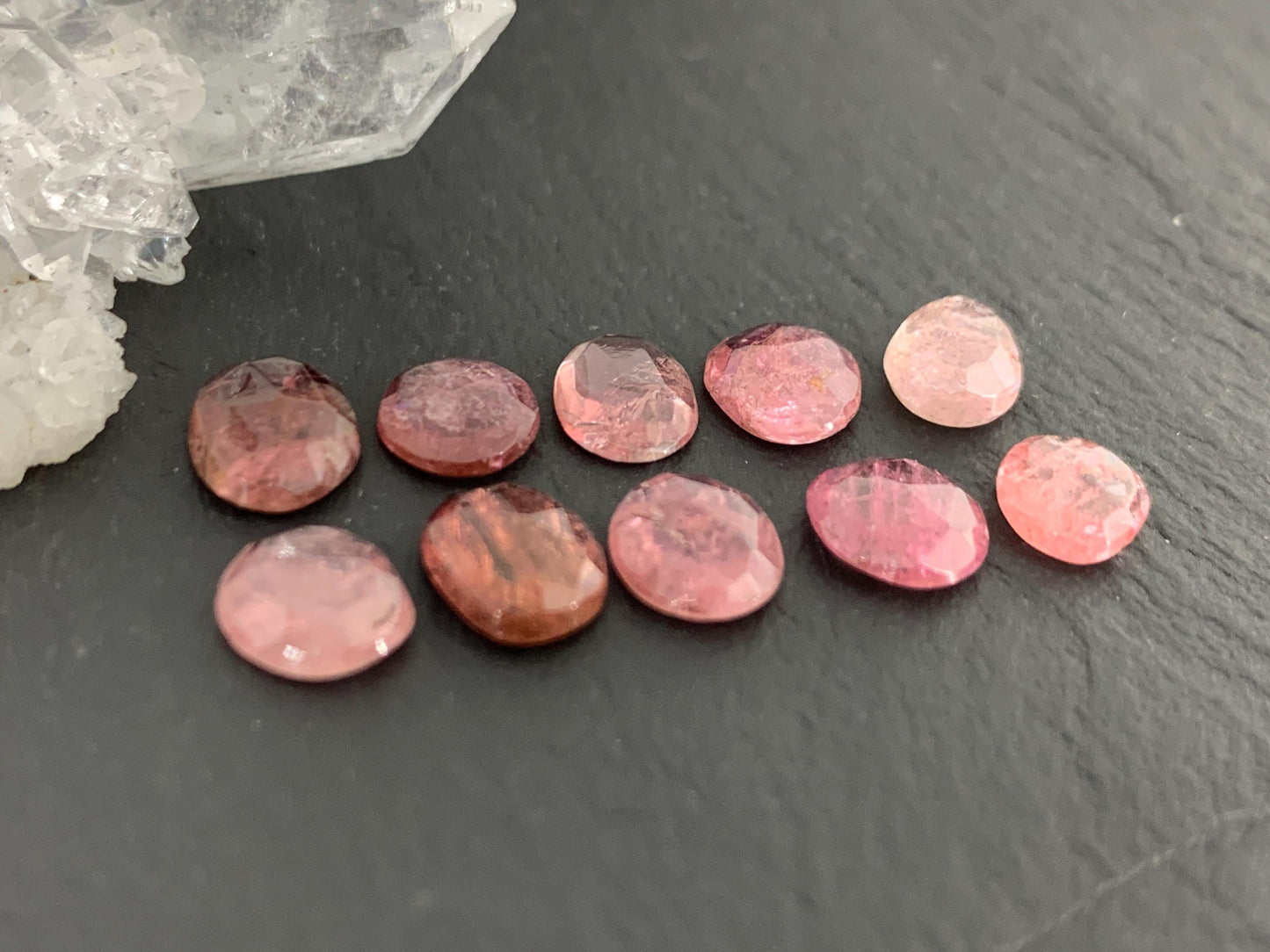 Faceted Tourmaline oval 6-8mm long cabochon