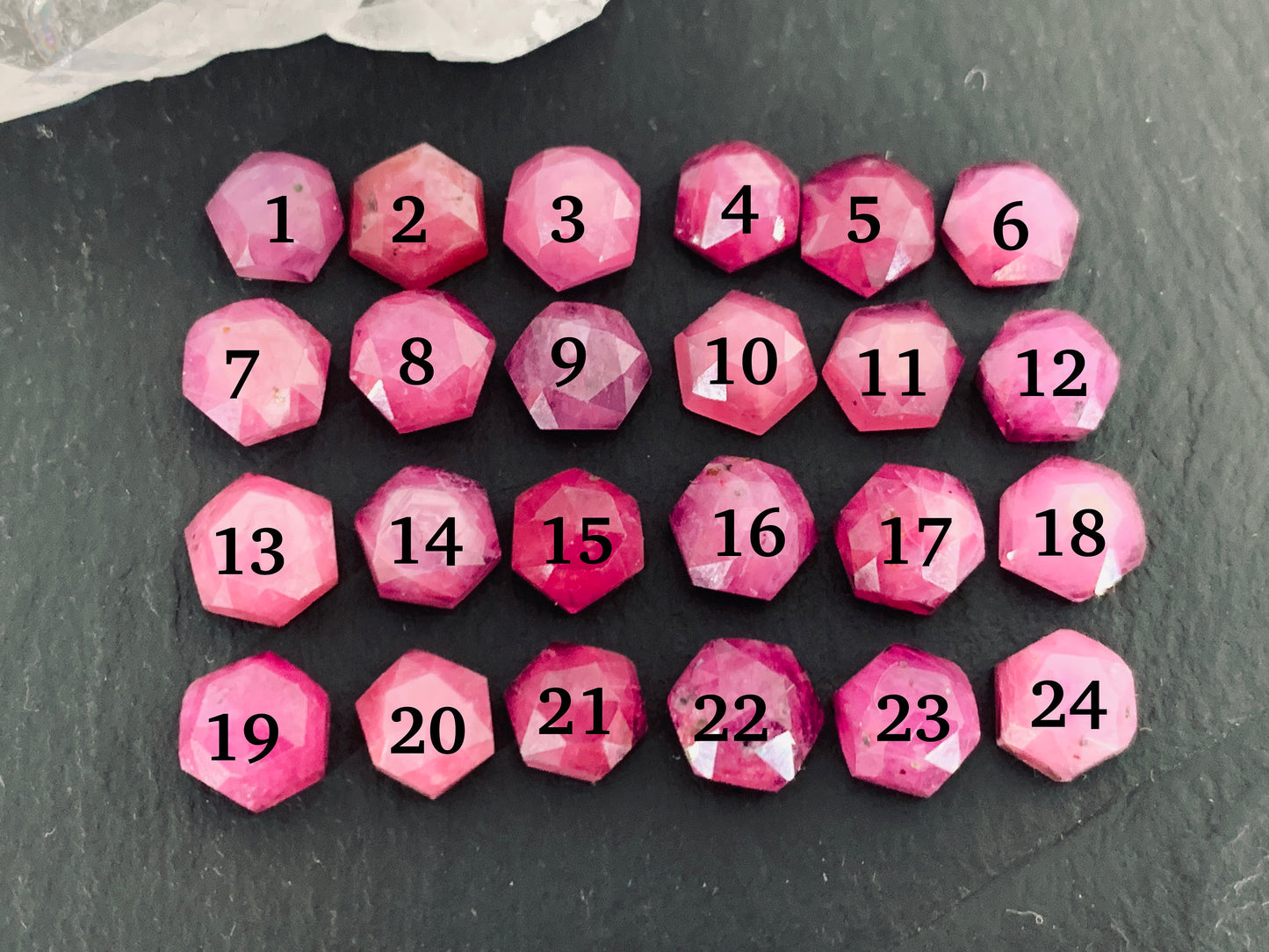 Faceted Pink Sapphire hexagon 6mm cabochon