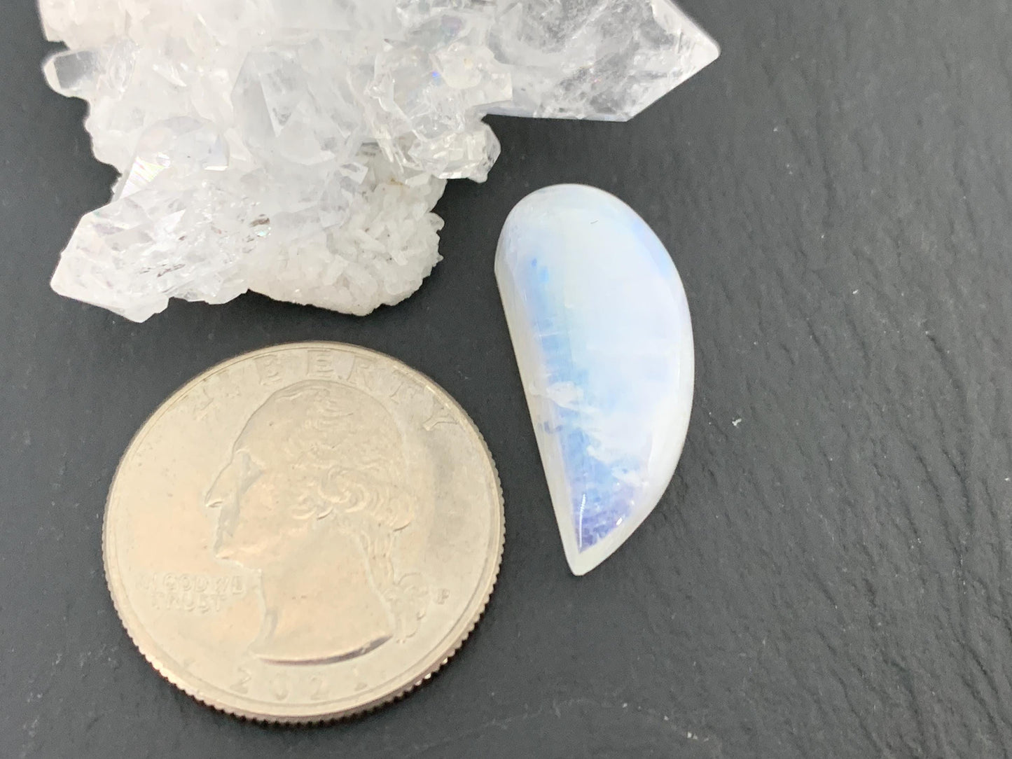 Rainbow Moonstone 25x12x8mm cabochon