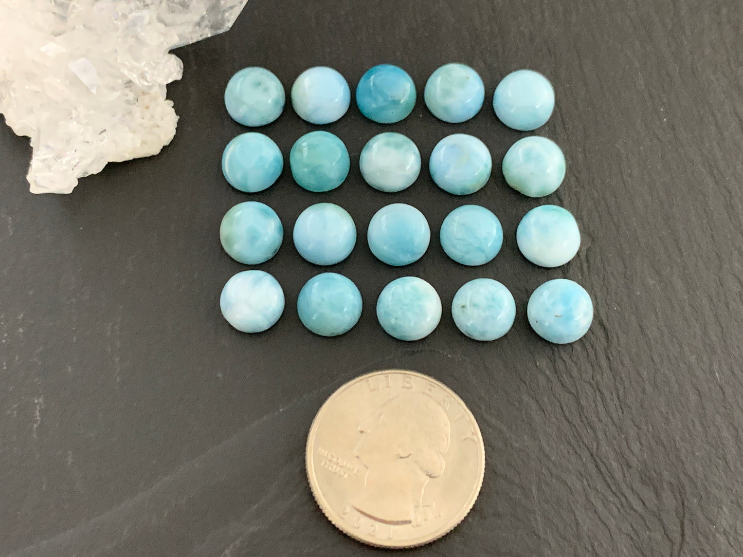 Larimar round 9mm cabochon