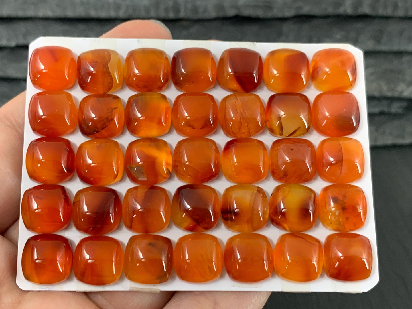 Carnelian Square Cushion 10mm Cabochon - Calibrated Gemstone for Jewelry