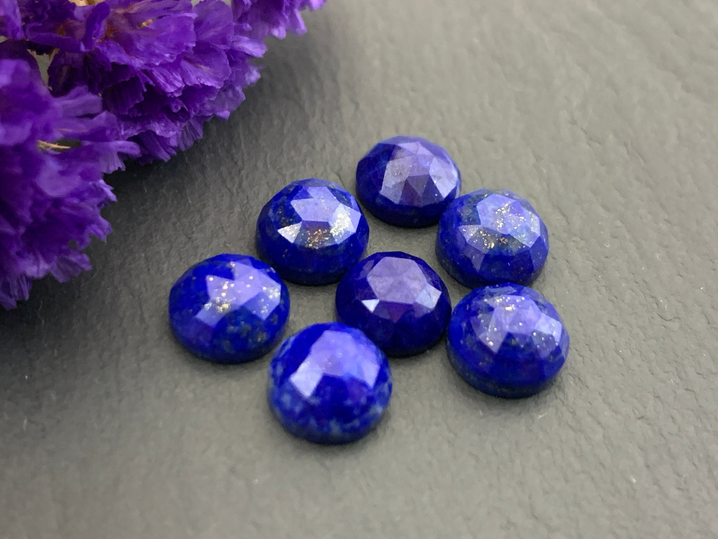 Faceted Lapis Lazuli round 8mm cabochon