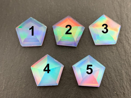 Faceted Aurora Opal hexagon 12mm cabochon - Doublet cabochons - man made Opal *