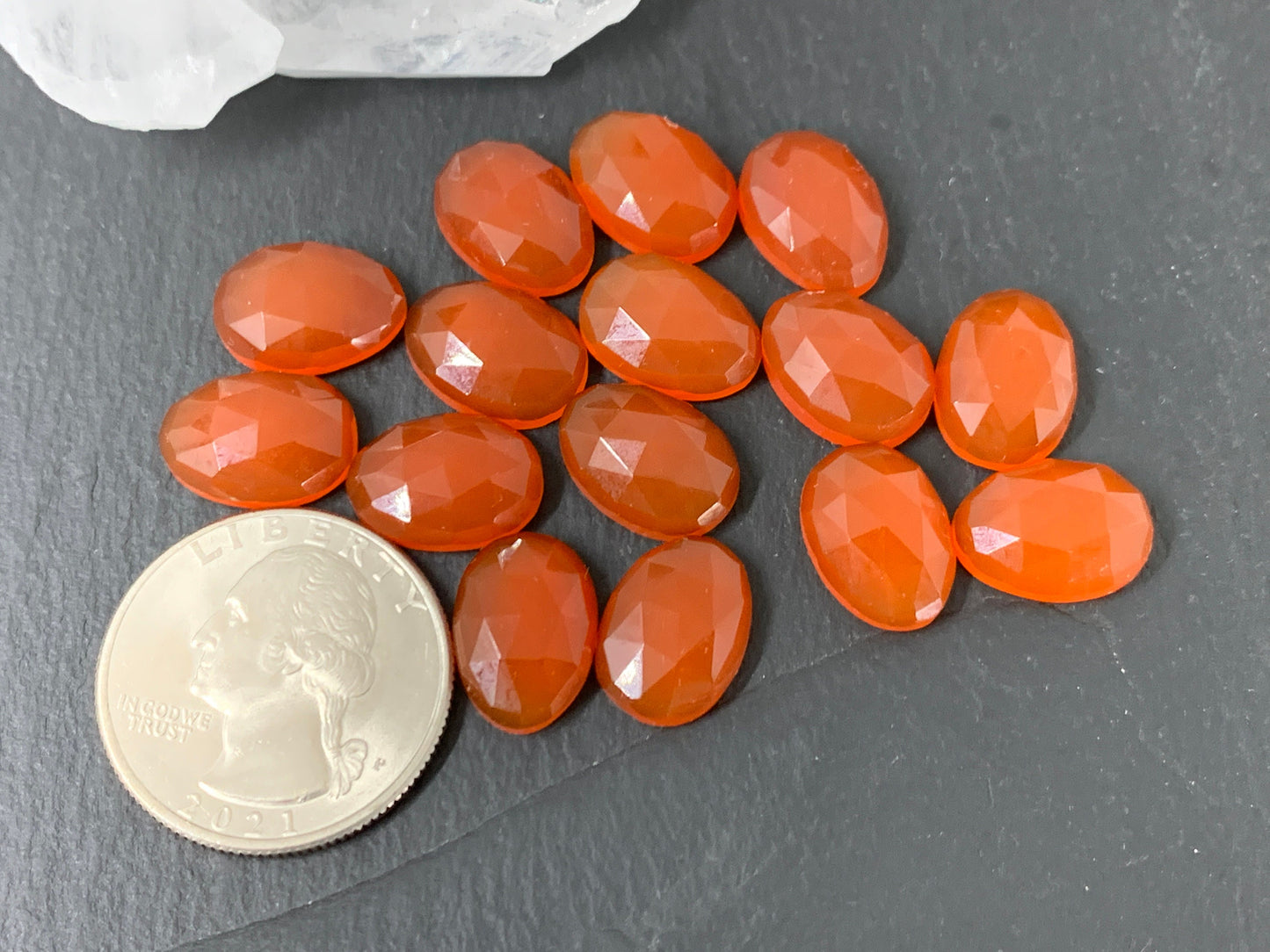 Faceted Carnelian 10x14mm cabochon