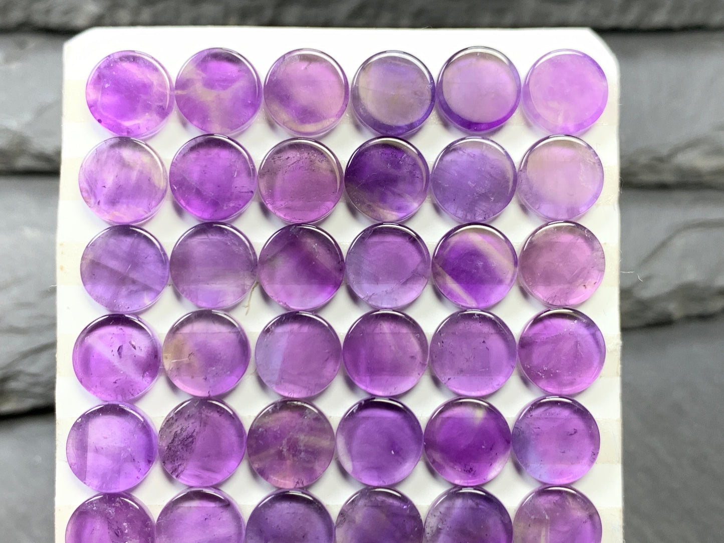 Flat Amethyst round 8mm, 10mm, 12mm cabochon - Calibrated cabochons
