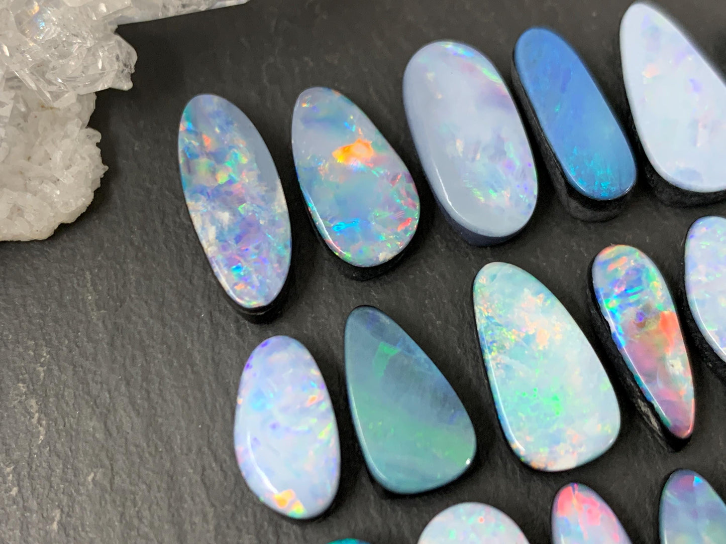 Australian Opal doublet 11-16mm long cabochon