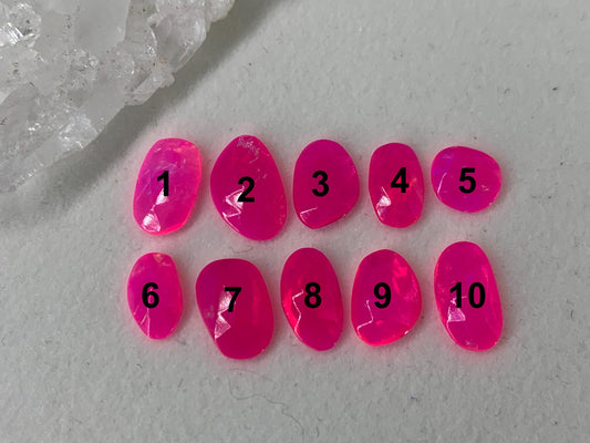 Faceted Ethiopian Pink Opal 8-11mm long cabochon