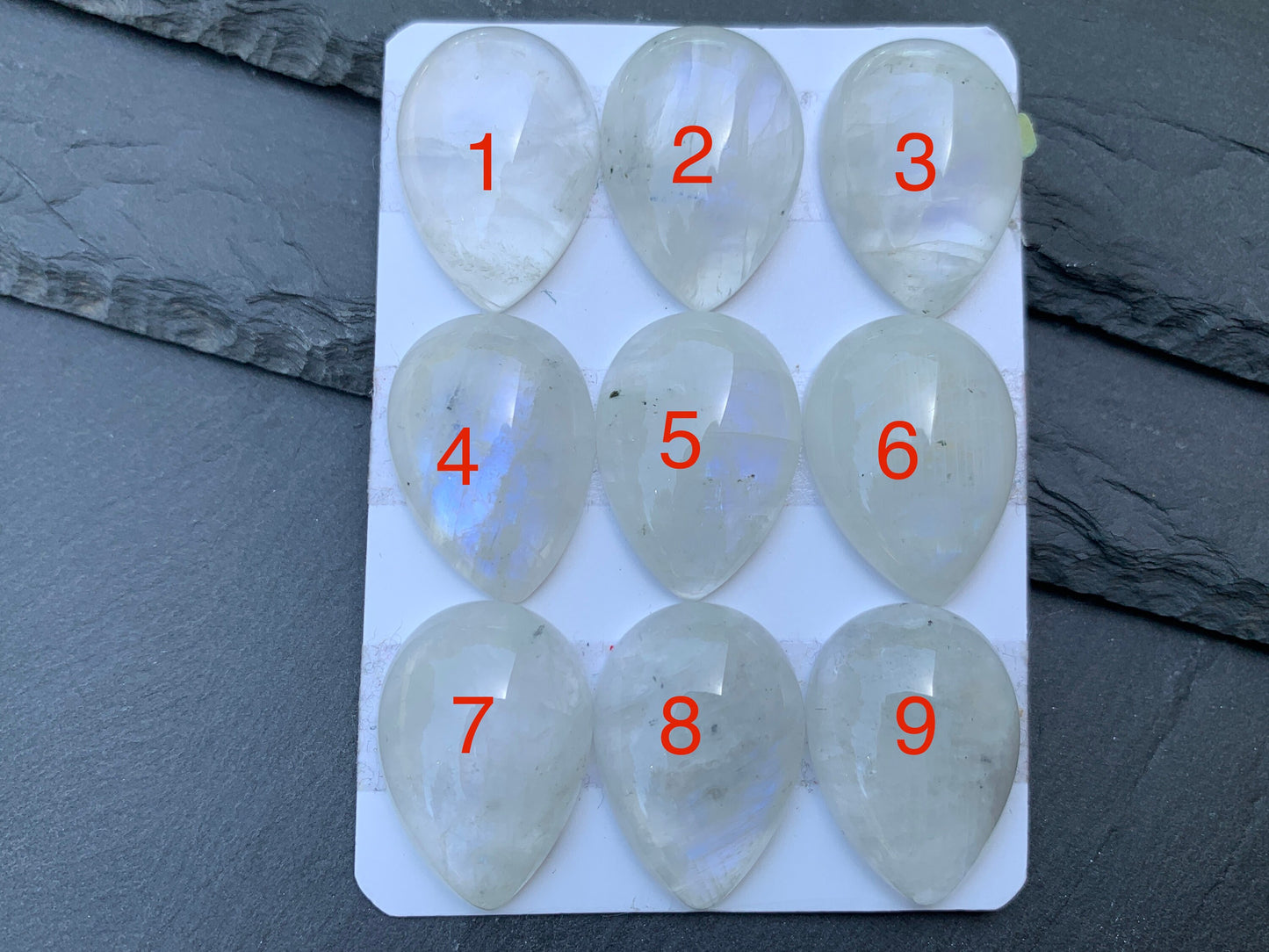 Rainbow Moonstone pear 18x25mm Cabochon