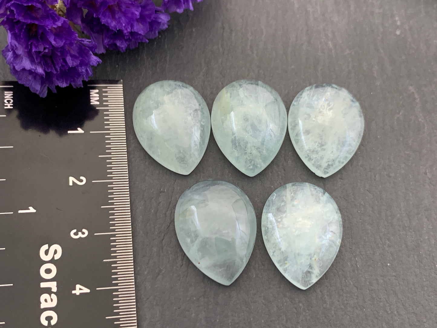 Aquamarine pear 15x20mm cabochon - Calibrated cabochons