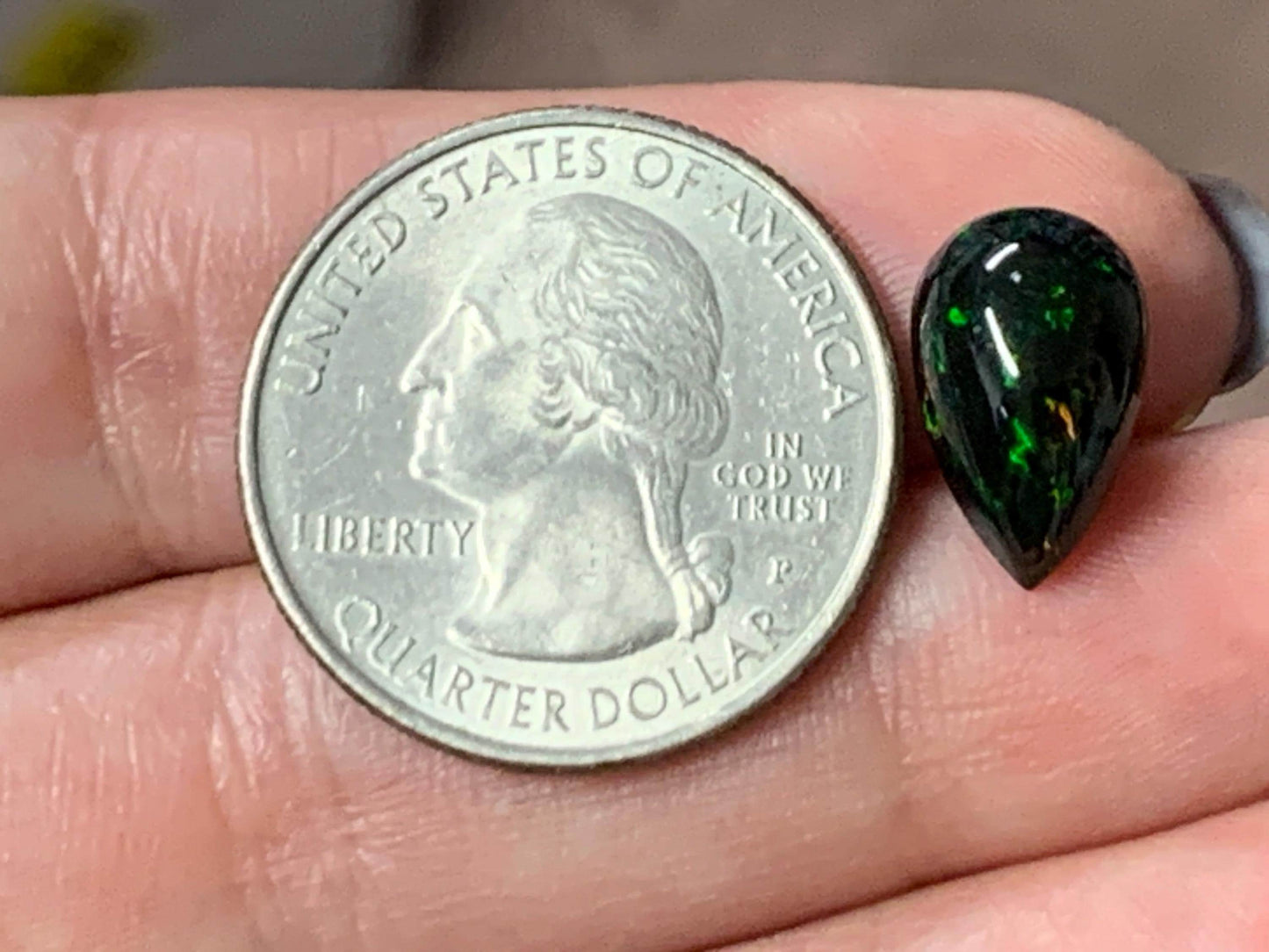 Natural Ethiopian Black Opal 8x14x6mm cabochon