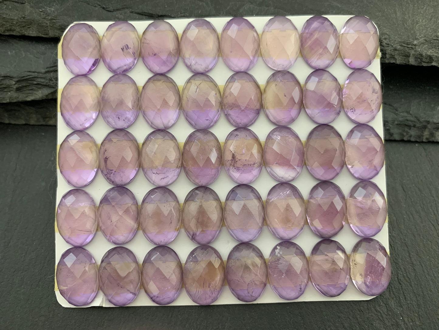 Faceted Amethyst oval 10x14mm cabochon - Calibrated cabochons