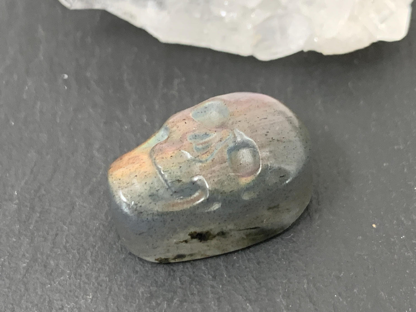 Labradorite Skull Cabochon 15x22mm Flat Back Gemstone Carving