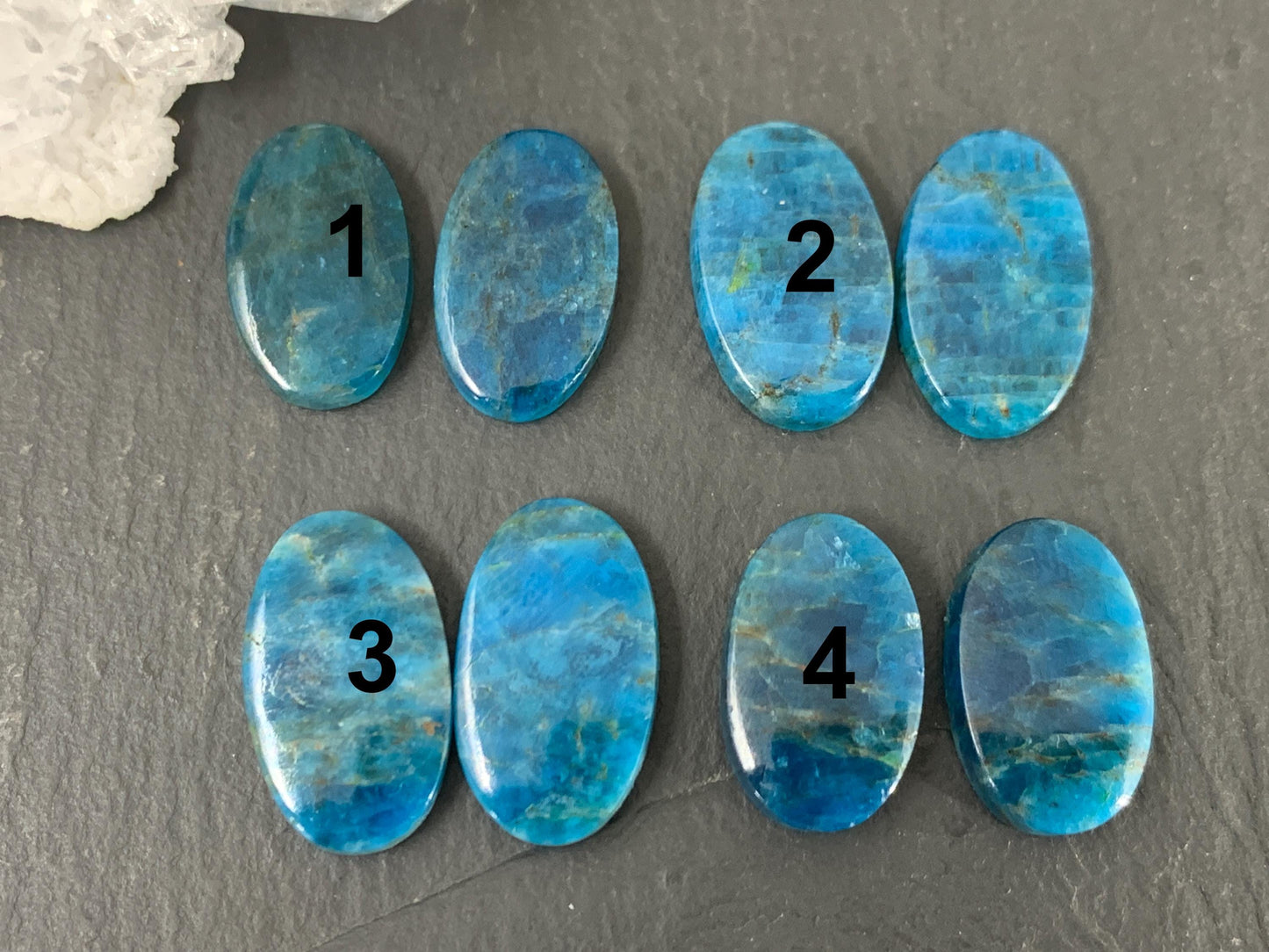 Apatite oval 18-19mm long cabochon - Buy by pair