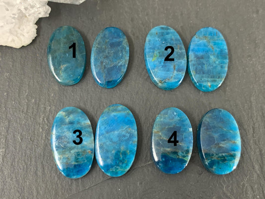 Apatite oval 18-19mm long cabochon - Buy by pair