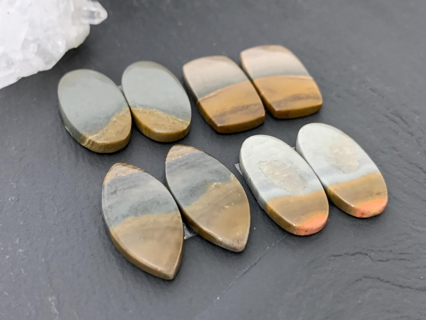 Polychrome Jasper cabochon pair