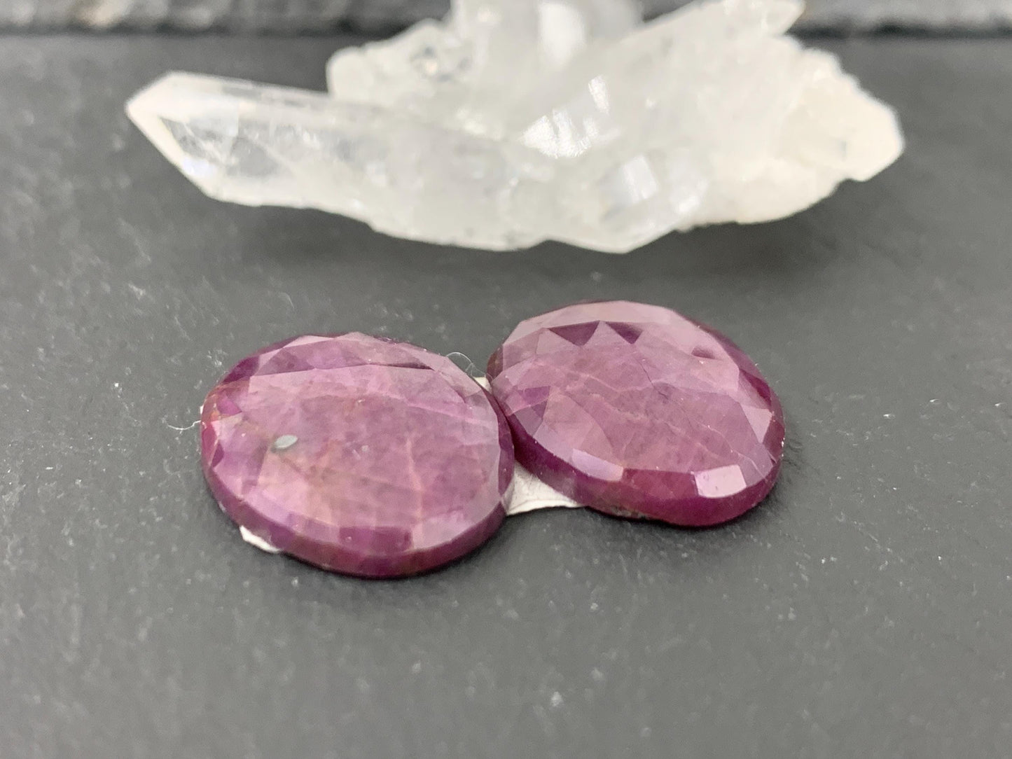 Faceted Ruby pair 14x18x4mm cabochon