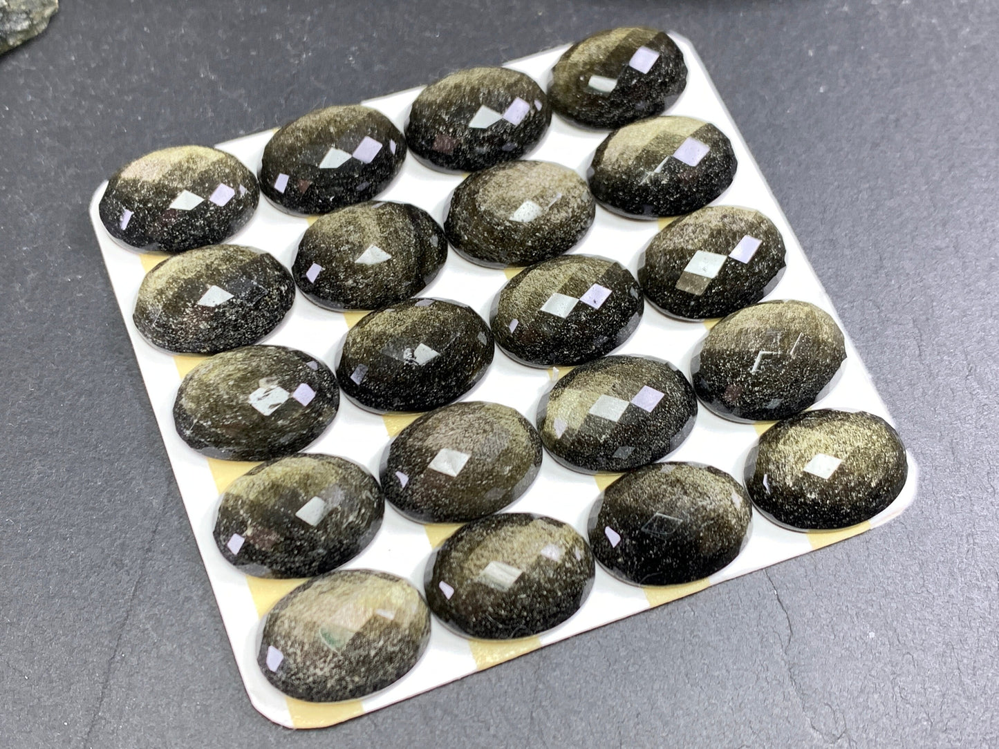 Faceted Gold Obsidian oval 12x16mm cabochon