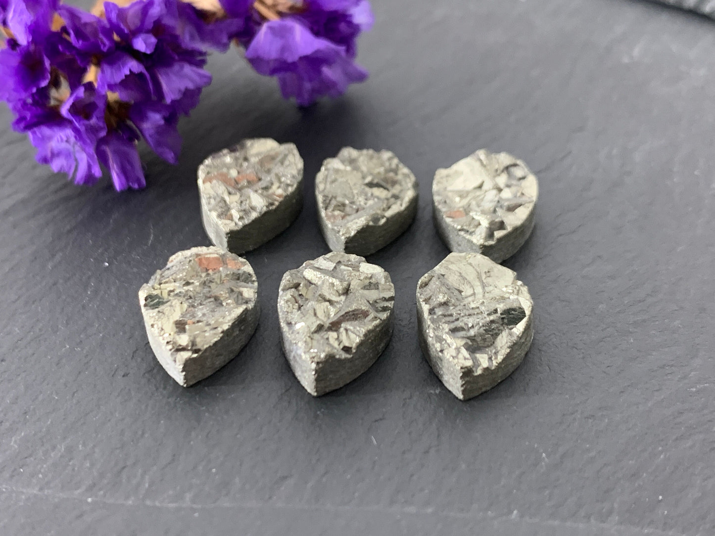 Pyrite pear 10x14mm cabochon
