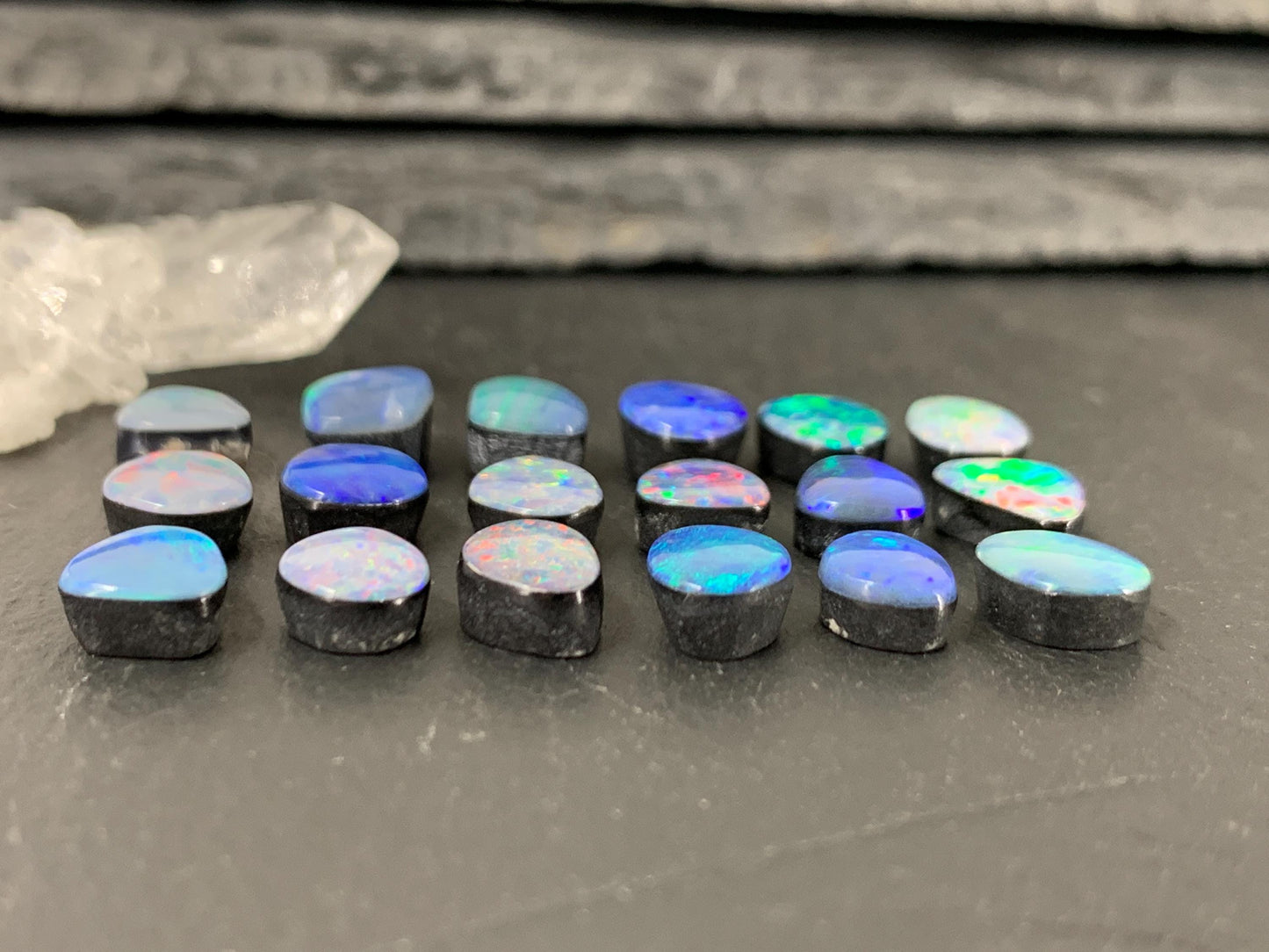Australian Opal doublet 7-9mm long cabochon
