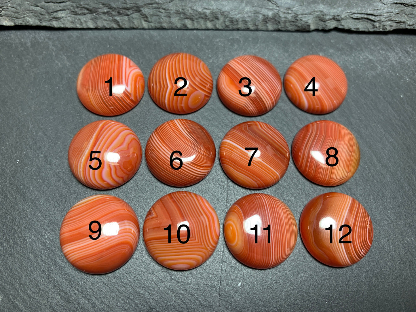 Red Agate round 20mm cabochon - Calibrated cabochons