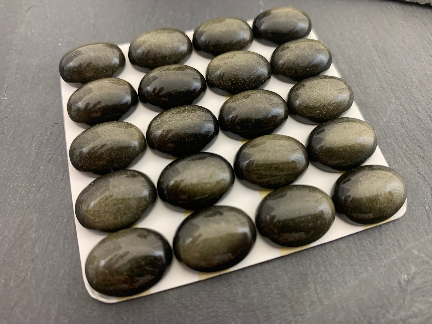 Gold Obsidian oval 12x16mm cabochon - Calibrated Cabochons
