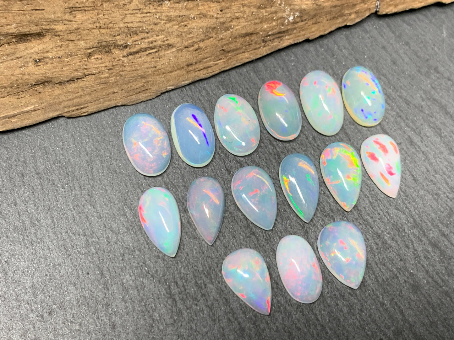 Ethiopian Opal 12-14mm long cabochon - pear, oval