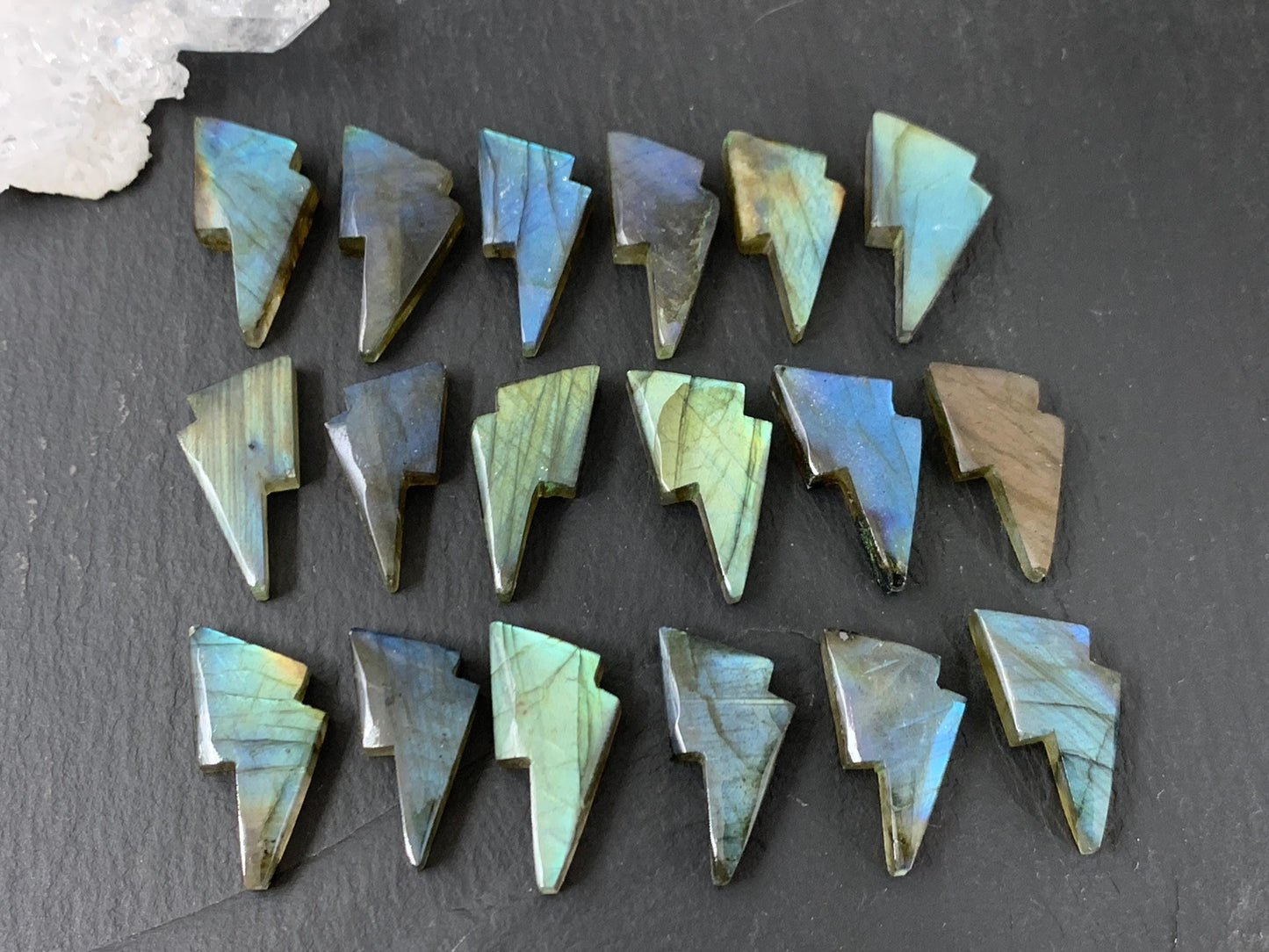 Labradorite lightning bolt 12x19mm cabochon