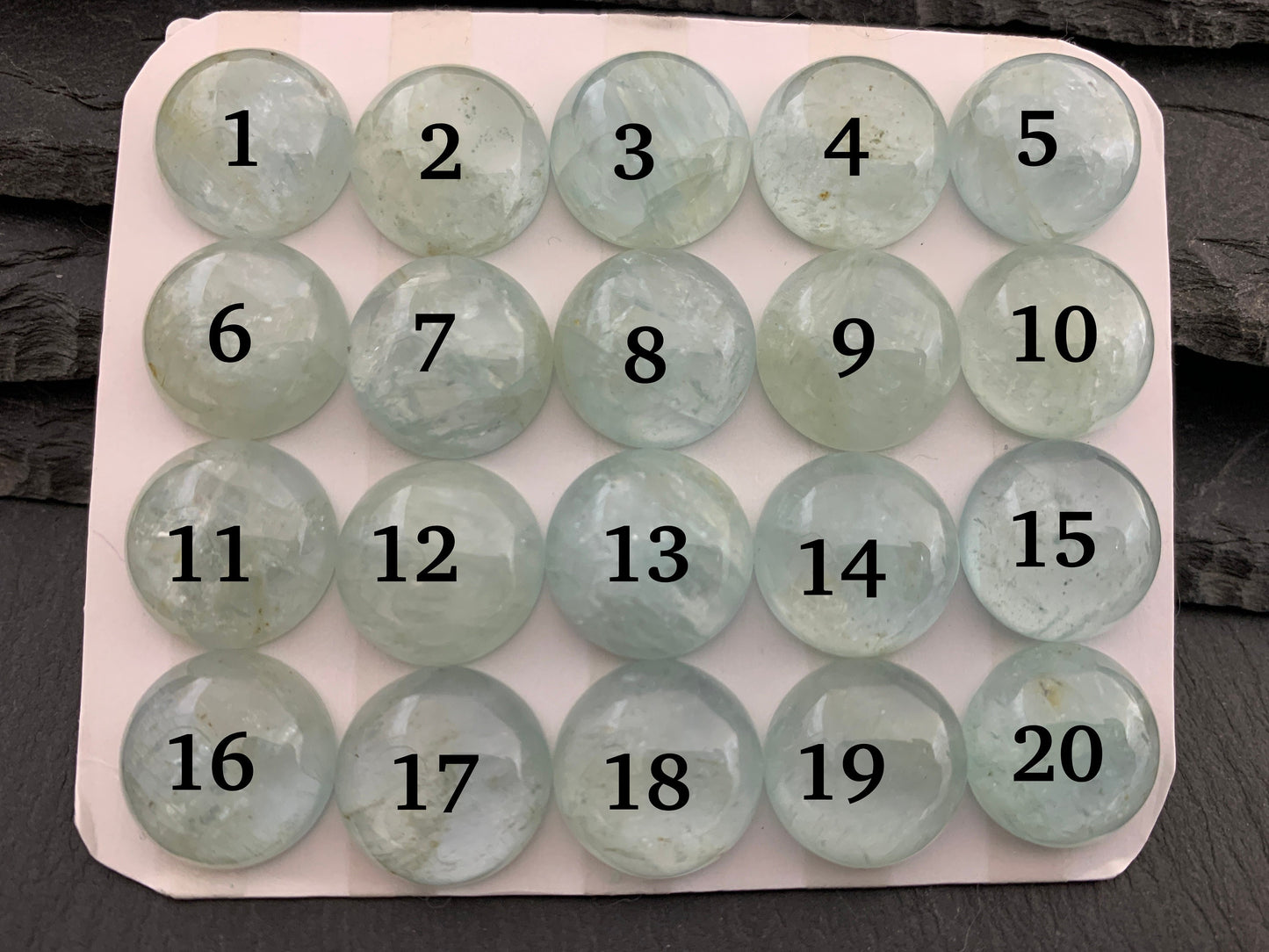 Aquamarine round 15mm cabochon - Calibrated cabochons